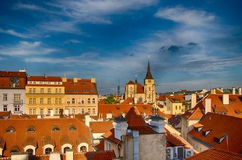 Rooftops of old Prague from high view point. Stock Photos