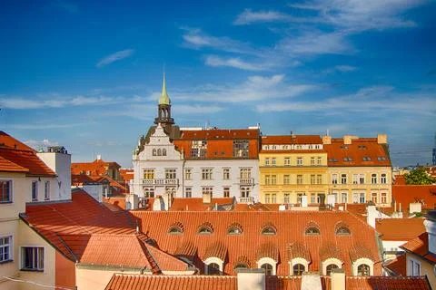 Rooftops of old Prague from high view point. Stock Photos