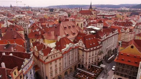 Rooftops at Old Town Square in Prague Stock Footage 82701758