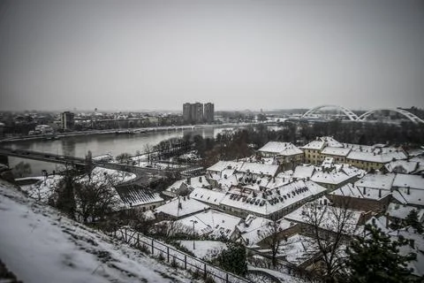 Rooftops of Petrovaradin in winter Stock Photos