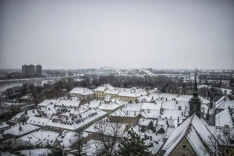 Rooftops of Petrovaradin in winter Stock Photos
