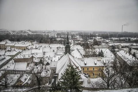 Rooftops of Petrovaradin in winter Stock Photos