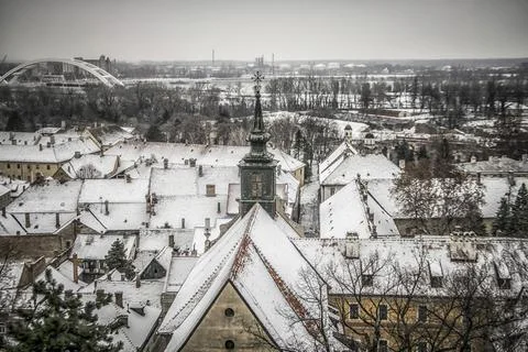 Rooftops of Petrovaradin in winter Stock Photos