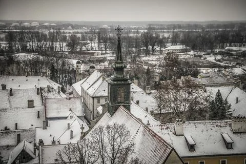 Rooftops of Petrovaradin in winter Stock Photos