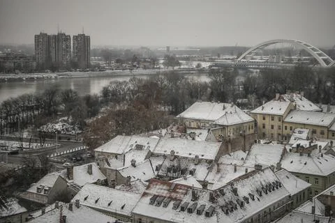 Rooftops of Petrovaradin in winter Stock Photos