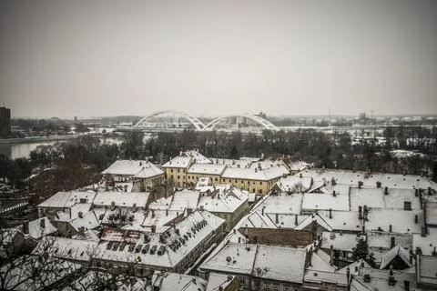Rooftops of Petrovaradin in winter Stock Photos