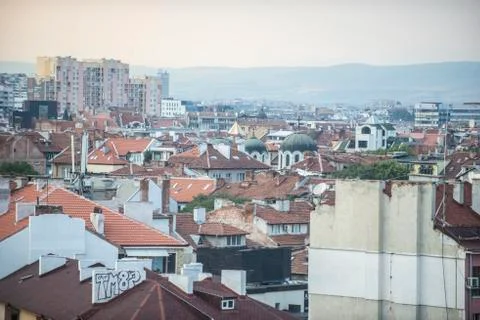 Rooftops of residential buildings in Sofia Stock Photos