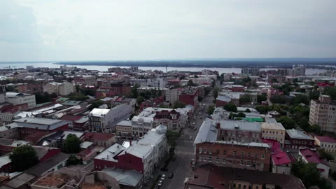 Rooftops, river and birds Stock Footage 219840045
