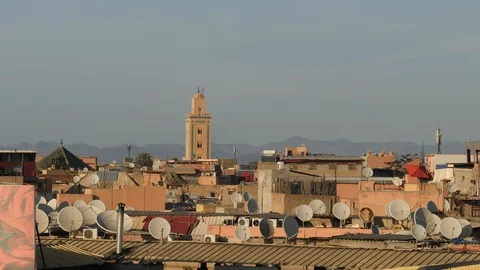 Rooftops with satellite dishes. Marrakech, Morocco. Video stock 104286544