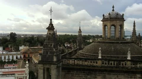 Rooftops of Seville with Clouds Stock Footage 10729242
