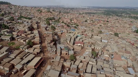 Rooftops of a slum community in Kampala, Uganda, Africa by drone Stock Footage 127008389