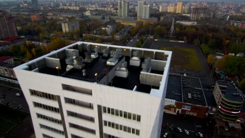 Rooftop.Ventilation system for high-rise buildings. Stock Footage 130862846