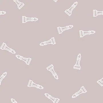 Rook chess line seamless pattern Stock Illustration