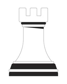 Rook chess piece 2D line object Stock Illustration