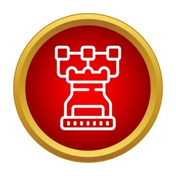 Rook chess piece icon with network connection Stock-Illustration