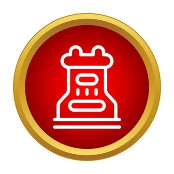 Rook chess piece icon vector illustration in red circle Stock Illustration
