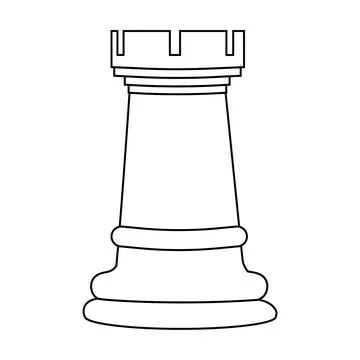 Rook chess piece outline vector illustration. American Chess Day concept. Stock Illustration