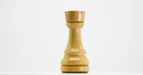 Rook chess piece spinning isolated on white Stock Footage 218411933