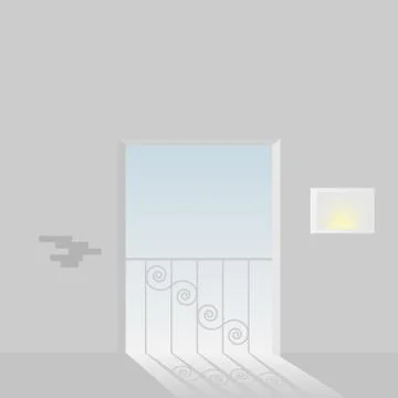 Room with balcony and open window . Stock Illustration