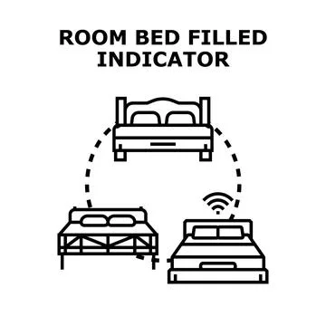 Room bed filled indicator smart technology concept Stock Illustration