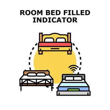Room bed filled indicator smart technology concept Stock Illustration