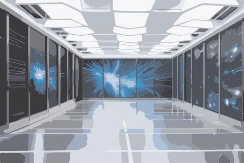 A room with a blue background space 库存插图