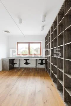 Room with book shelves Stock Photos