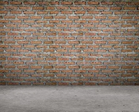 Room with brick wall and cement floor Ilustración de archivo