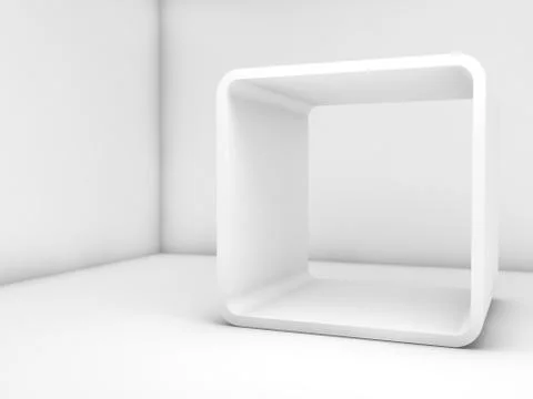 Room with chamfer box frame installation 3 d イラスト素材