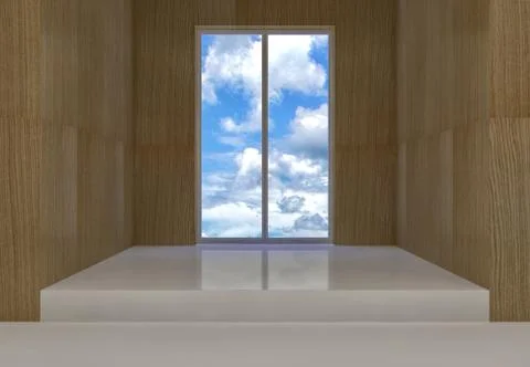 Room with clouds view Stock Illustration
