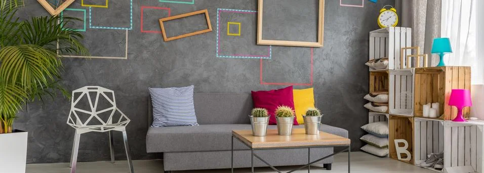 Room with creative wall Stock-Fotos