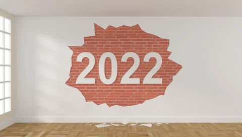 Room with crumbling plaster on the wall and the year 2022 Stock Illustration