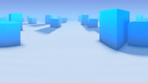 Room of Cubes Boxes Stacks of Storage Cold Space Platform Tech Servers Stock Footage 143173400