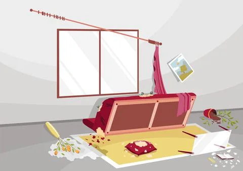 Room damaged by dog. Problem of pet owner, bad domestic animal behavior vector Stock Illustration