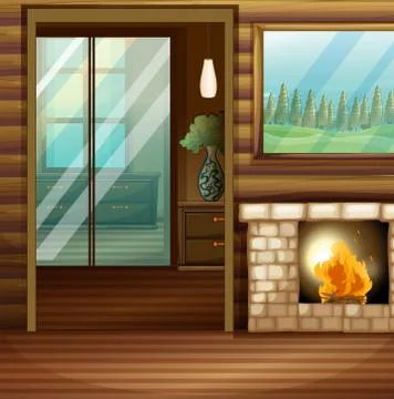 Room design with firework Stock Illustration