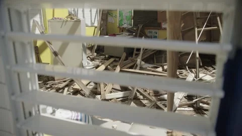 Room destroyed by Hurricane Melissa Stock Footage 340821803