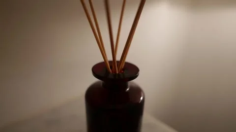 Room diffuser close up with sticks Video stock 305015464