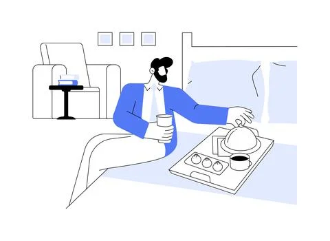 In-room dining abstract concept vector illustration. Stock Illustration