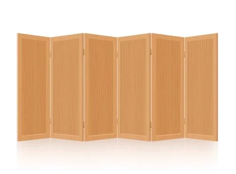 Room Divider Partition Folding Screen Wooden Furniture Stock Illustration