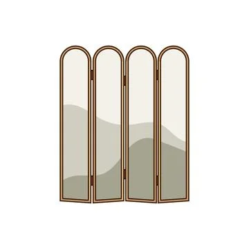 Room divider screen separating space in home interior Illustrazione stock