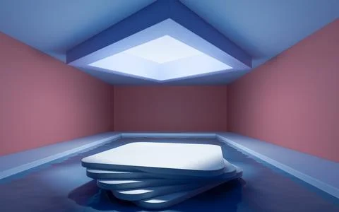 The room with empty stage inside, 3d rendering. Stock Illustration