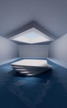 The room with empty stage inside, 3d rendering. Ilustración de archivo