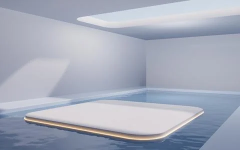The room with empty stage inside, 3d rendering. Ilustración de archivo