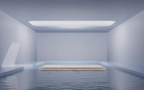 The room with empty stage inside, 3d rendering. Stock Illustration