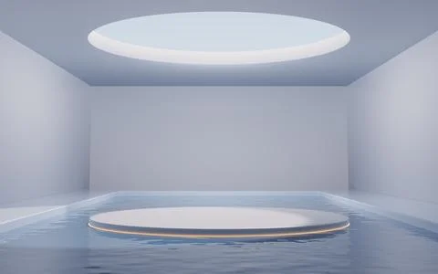 The room with empty stage inside, 3d rendering. Illustrazione stock