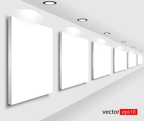 Room with empty white board or canvas Stock Illustration