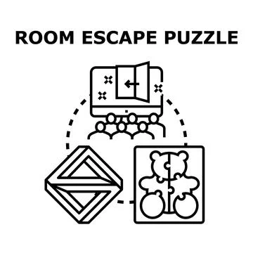 Room escape puzzle solving concept illustration 库存插图