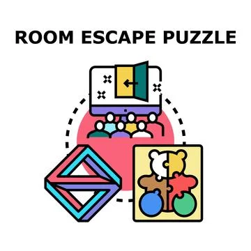 Room escape puzzle solving concept illustration Stock Illustration