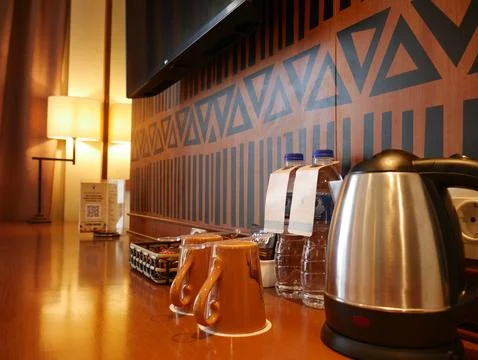 Room facilities with drinks Stock Photos