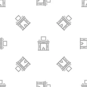 Room fire place pattern seamless vector Stock Illustration